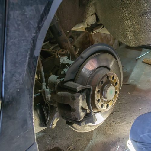 Car chassis repair. Selective focus