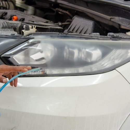 headlights are lacquered to give a shiny finish after the headli